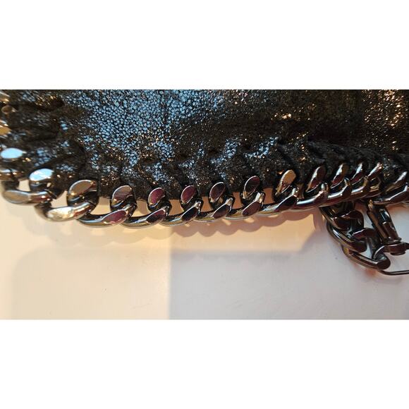 Vera Pella Italy Black Leather Chain Crossbody Purse Bag - Picture 5 of 10